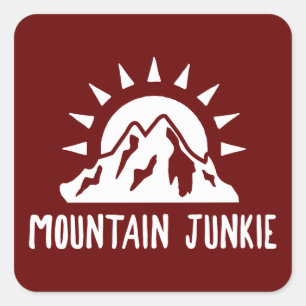 Sticker Carré Junkie de montagne