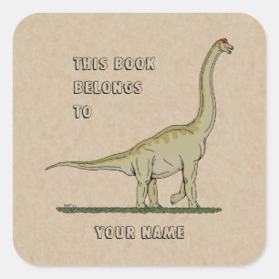Sticker Carré Jurassic Dinosaur Brachiosaurus Plaque-livre