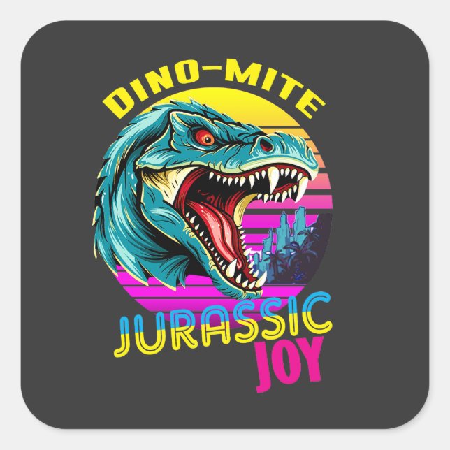 Sticker Carré Jurassic Joy : Danser Dinosaur (Devant)