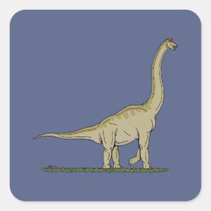 Sticker Carré Jurassique Dinosaure Brachiosaurus