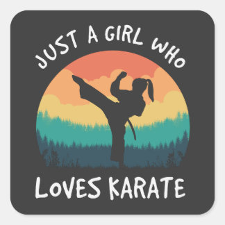 Sticker Carré Just a Girl Who Love Karate - Retro Karate Girl