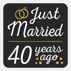 Sticker Carré Just Married 40 Years Ago II