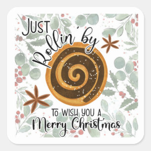 Sticker Carré juste en passant pour vous souhaiter un joyeux Noë