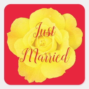 Sticker Carré Juste marié Nouveau marié Mariage Rose jaune color