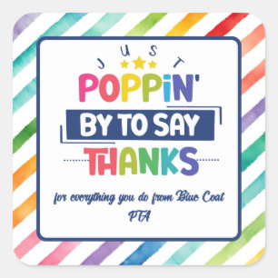 Sticker Carré juste passer pour dire merci popcorn volontaire