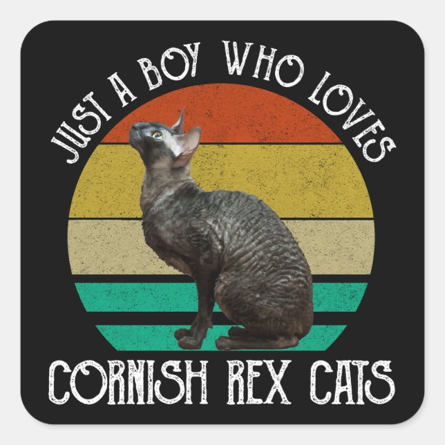 Sticker Carré Juste un garçon qui aime les chats Cornish Rex (Devant)
