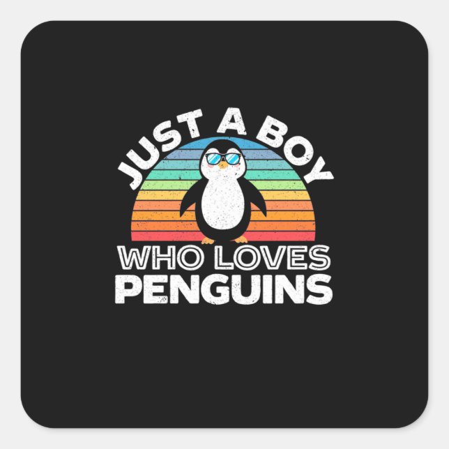 Sticker Carré Juste un garçon qui aime les pingouins (Devant)
