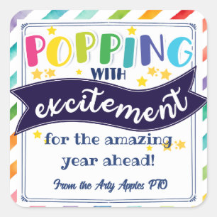 Sticker Carré juste un peu juste pour dire bonjour pop-corn volo