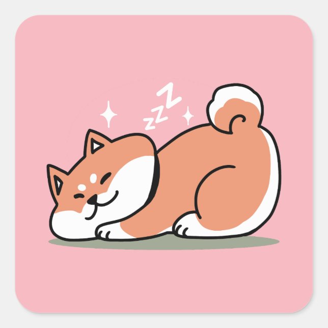 Sticker Carré Juste un Shiba allongé bas : mignonne conception S (Devant)