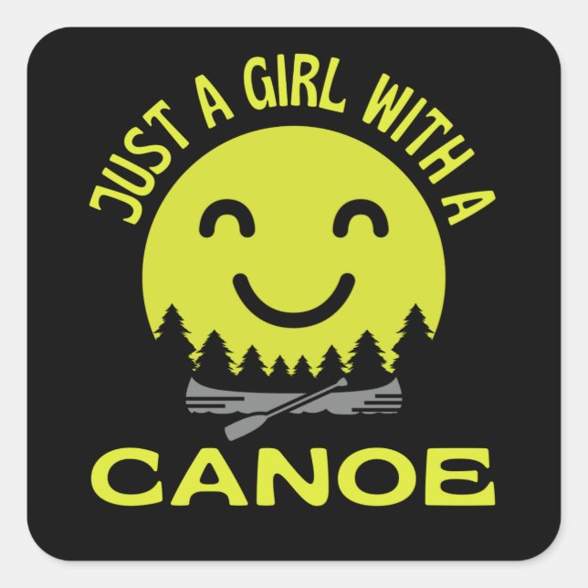 Sticker Carré Juste Une Fille Avec Canoë (Devant)