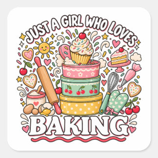 Sticker Carré Juste une fille qui aime la cuisson de mignon cupc