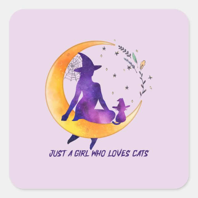 Sticker Carré Juste Une Fille Qui Aime Le Chat (Devant)