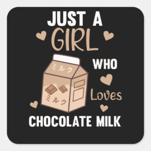 Sticker Carré Juste une fille qui aime le lait au chocolat Kawai