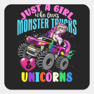 Sticker Carré Juste une fille qui aime les camions monstres et l