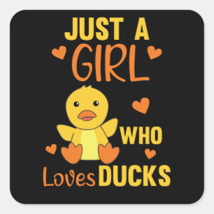 Sticker Carré Juste Une Fille Qui Aime Les Canards Mignons Pour