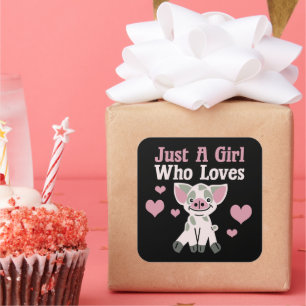 Sticker Carré Juste Une Fille Qui Aime Les Cochons