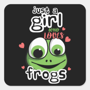 Sticker Carré Juste une fille qui aime les grenouilles Cute Toad