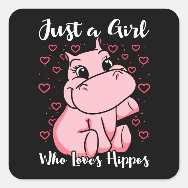 Sticker Carré Juste une fille qui aime les hippopotames femme mi (Devant)