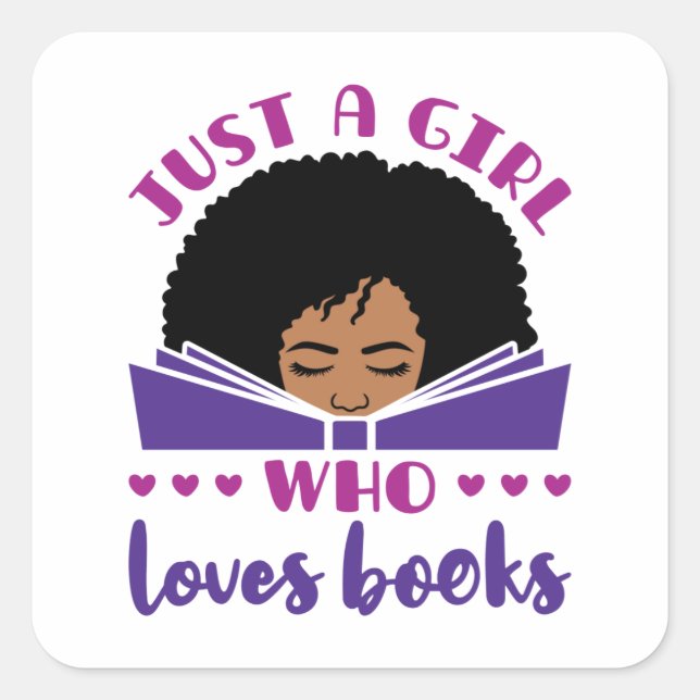 Sticker Carré Juste une fille qui aime les livres Africains-Amér (Devant)