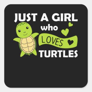Sticker Carré Juste une fille qui aime les tortues - jolie tortu