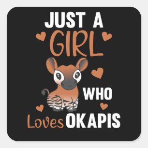 Sticker Carré Juste une fille qui aime Okapis doux animaux Okapi