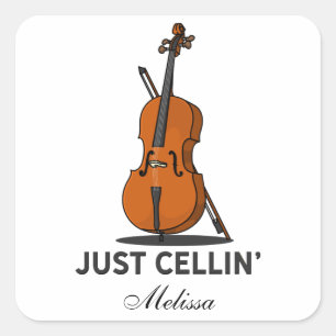 Sticker Carré Juste une violoncelliste musique violoncelle perso