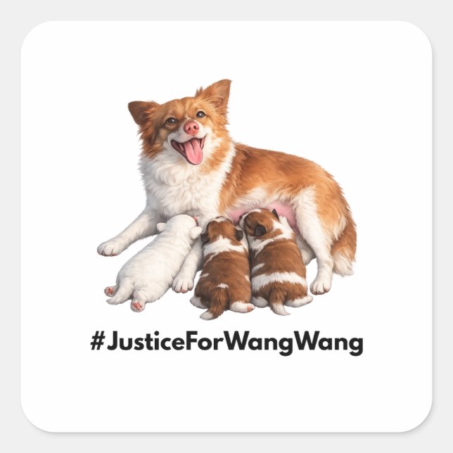 Sticker Carré Justice for Wang Wang (Devant)