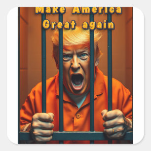 Sticker Carré Justice MAGA Trump soutien Kamala Walz Humour drôl