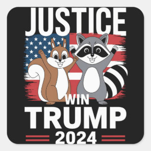 Sticker Carré Justice Pour Peanut Win Trump 2024