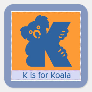 Sticker Carré K est pour Koala Animal Alphabet pour enfants