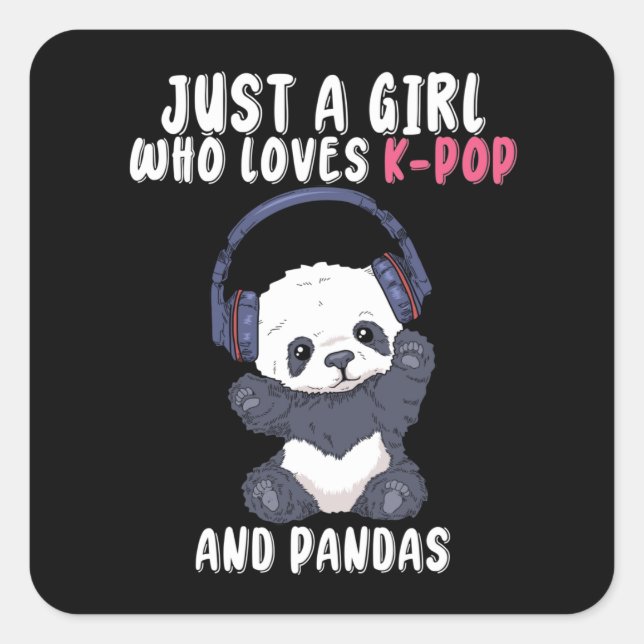 Sticker Carré K Pop Cadeaux Filles Femmes Musique Panda Coréen P (Devant)