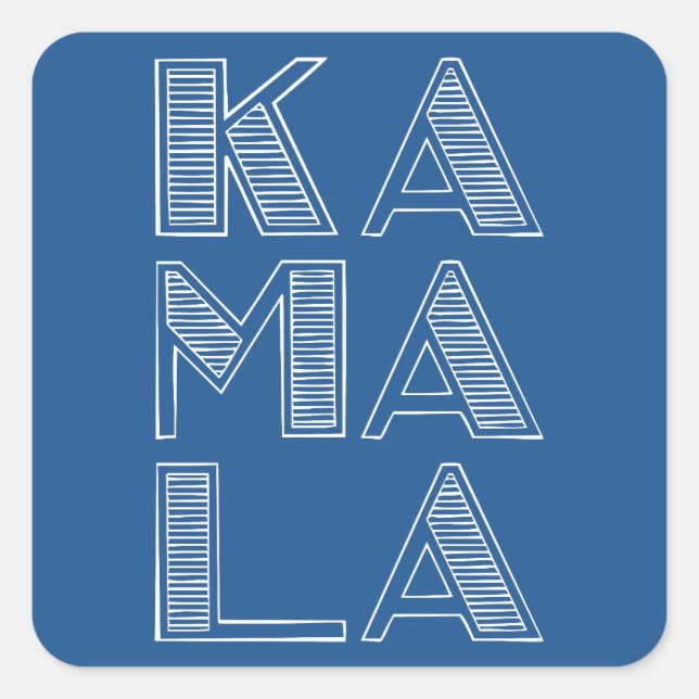 Sticker Carré KA MA LA Stacked Text Harris pour Président 2024 (Devant)