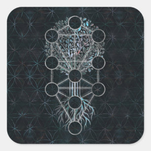 Sticker Carré Kabbalah L'arbre de vie - Etz Hayim