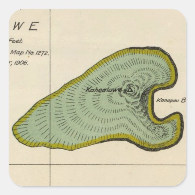 Sticker Carré Kahoolawe, Hawaii (Devant)