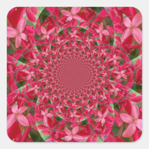 Sticker Carré Kaleidoscope de Crimson : Blood Milkweed Flower Ar