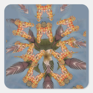 Sticker Carré Kaleidoscope Giraffe Mandala : Safari Art Abstrait