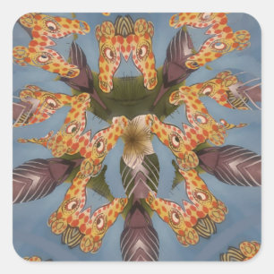 Sticker Carré Kaleidoscope Giraffe Mandala : Safari Art Abstrait