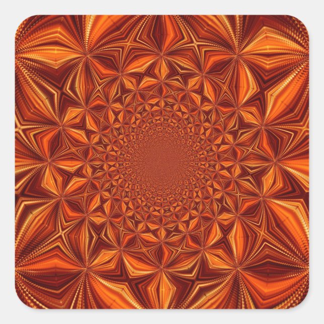 Sticker Carré Kaleidoscope Red Digital Art Pattern-67546 (Devant)