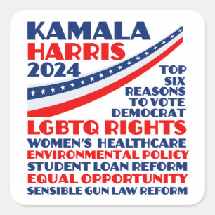 Sticker Carré Kamala Harris 2024 Election Democrat Platform