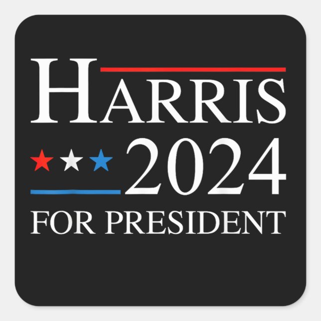 Sticker Carré Kamala Harris 2024 Pour Président (Devant)