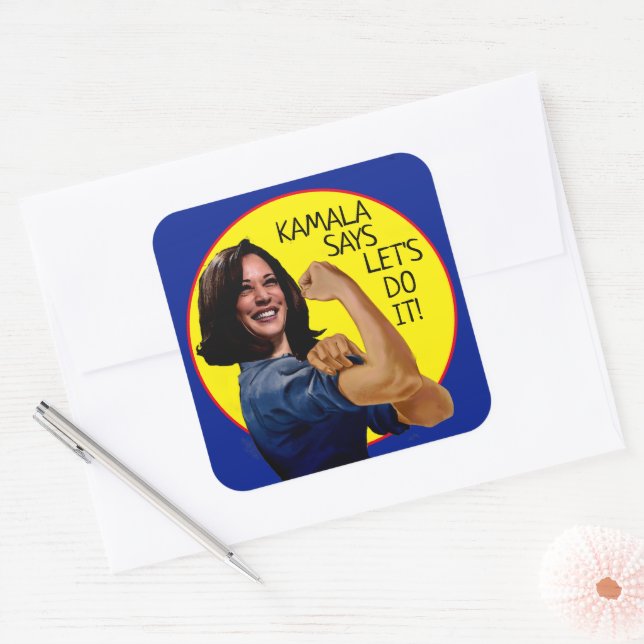 Sticker Carré Kamala Harris comme Rosie (Enveloppe)