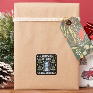 Sticker Carré Kamala Harris Noël Santa Joyeux 4ème de Pâques