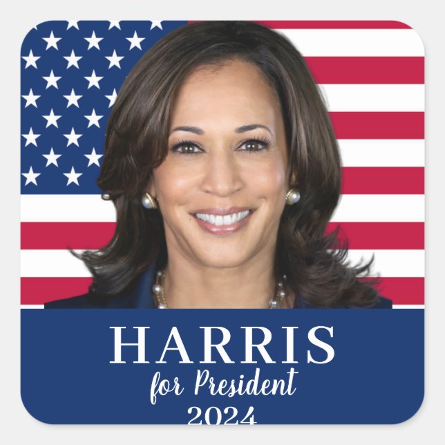 Sticker Carré Kamala Harris Pour Président 2024 (Devant)