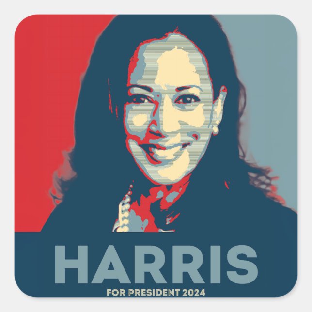Sticker Carré Kamala Harris Pour Président 2024 (Devant)