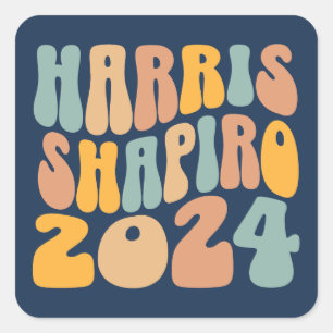 Sticker Carré Kamala Harris Shapiro Wavy Text Retro tendance