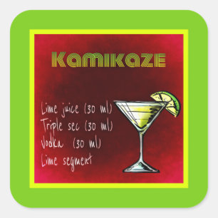 Sticker Carré Kamikaze Drink Cocktail Recette
