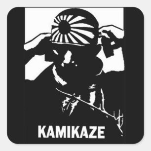 Sticker Carré Kamikaze pilote japonais noir et blanc