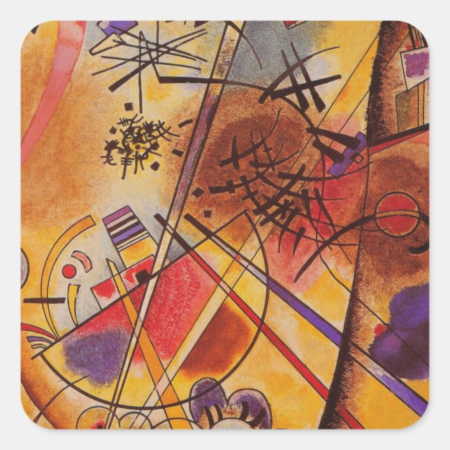 Sticker Carré Kandinsky Brown jaune bleu rouge (Devant)