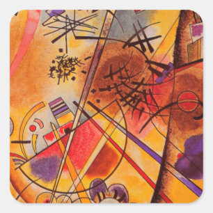 Sticker Carré Kandinsky Brown jaune bleu rouge