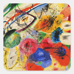 Sticker Carré Kandinsky - Lignes noires